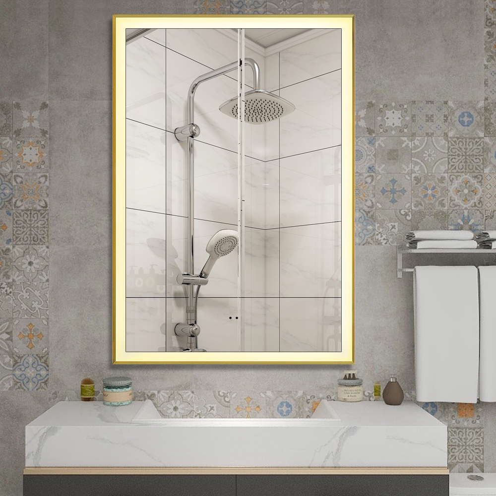Illuminated Smart Metal frame Wall Hanging Bathroom Touch Switch Sensor LED Mirror with Lights led m(图6) Illuminated Smart Metal frame Wall Hanging Bathroom Touch Switch Sensor LED Mirror with Lights led m(图6)