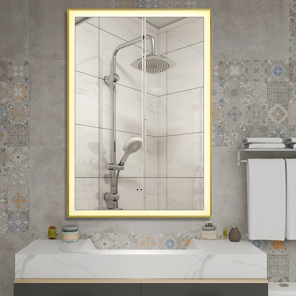 Illuminated Smart Metal frame Wall Hanging Bathroom Touch Switch Sensor LED Mirror with Lights led m(图6)