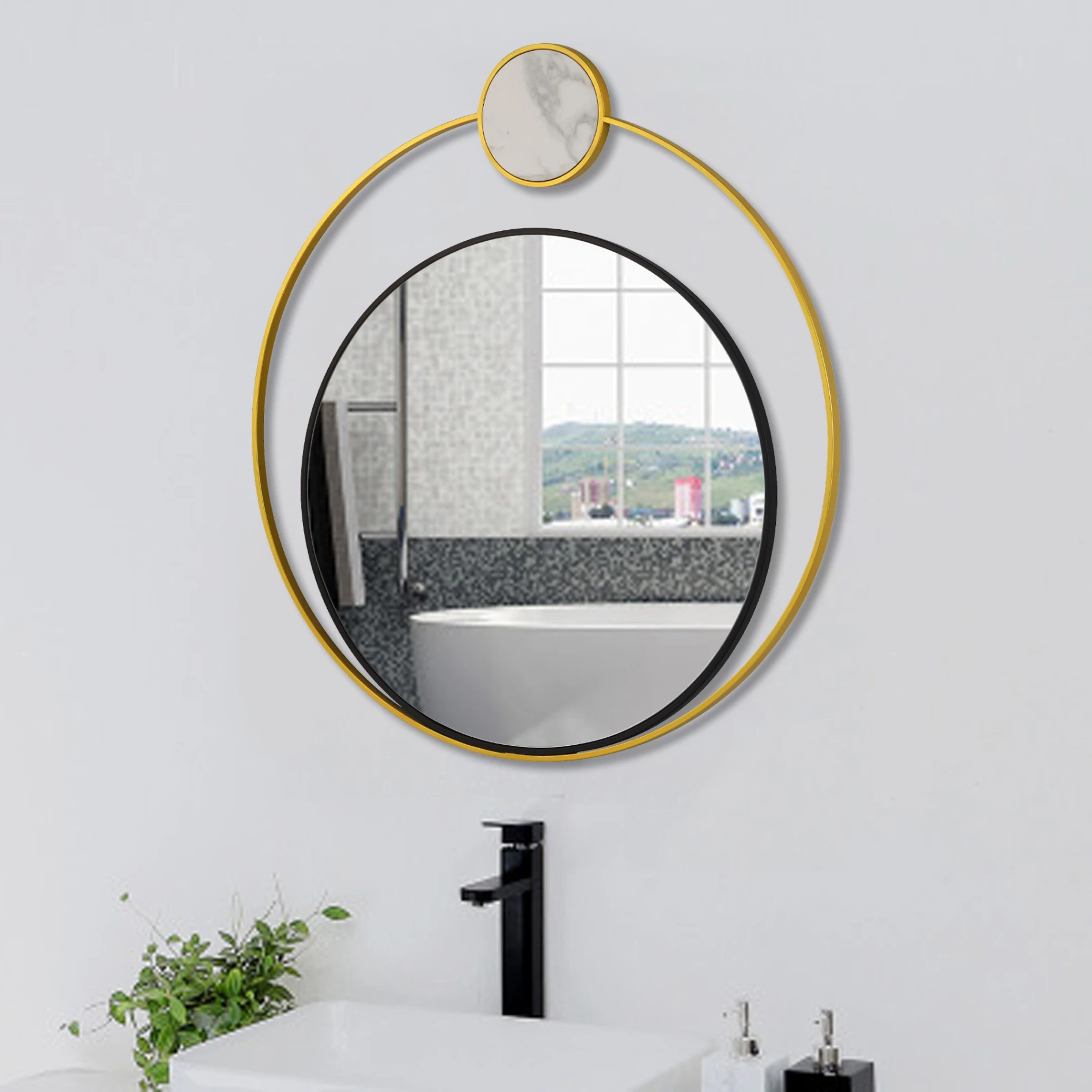 Household Attractive Modern Luxury Bathroom Wall Circle Hanging Bedroom Mirrors Decorative mirror(图5)