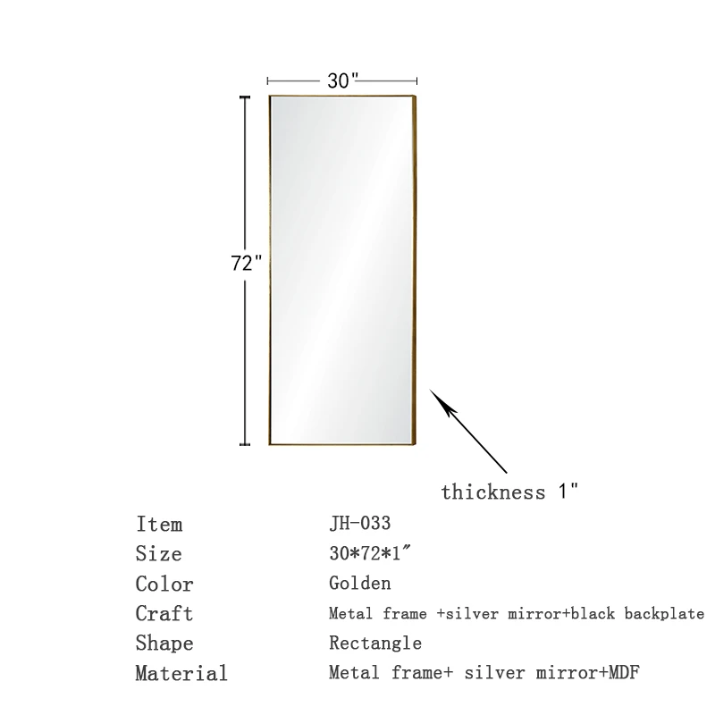 Excellent Crafts Manship Home gold metal frame Wall Decoration Dressing Mirror For Bedroom Full leng(图1)
