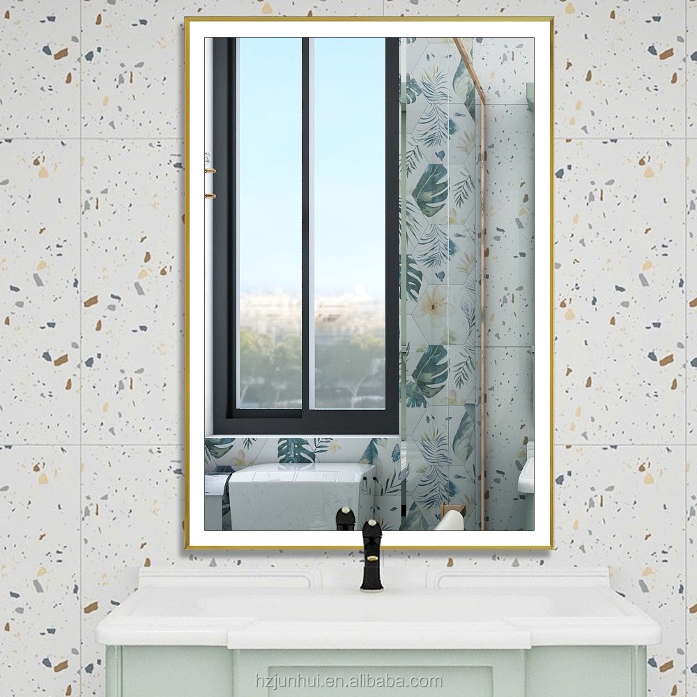 Illuminated Smart Metal frame Wall Hanging Bathroom Touch Switch Sensor LED Mirror with Lights led m(图3)