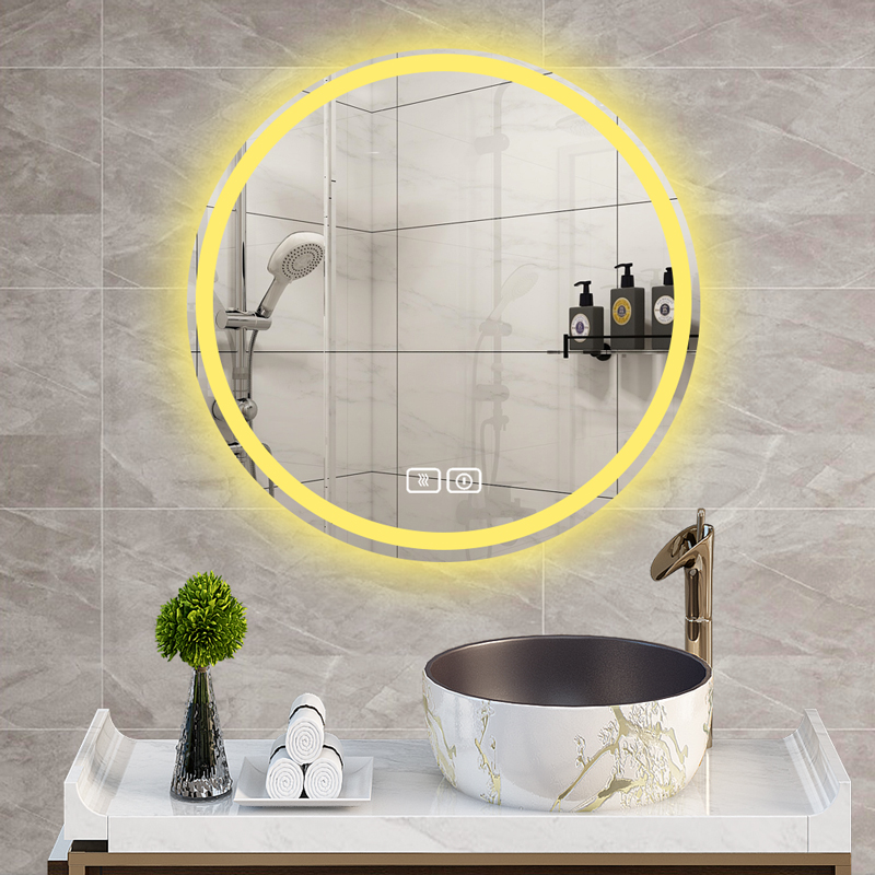 Hotel wall-mounted defogging Aluminum frame smart round bathroom vanity LED makeup mirror with light(图2) Hotel wall-mounted defogging Aluminum frame smart round bathroom vanity LED makeup mirror with light(图2)
