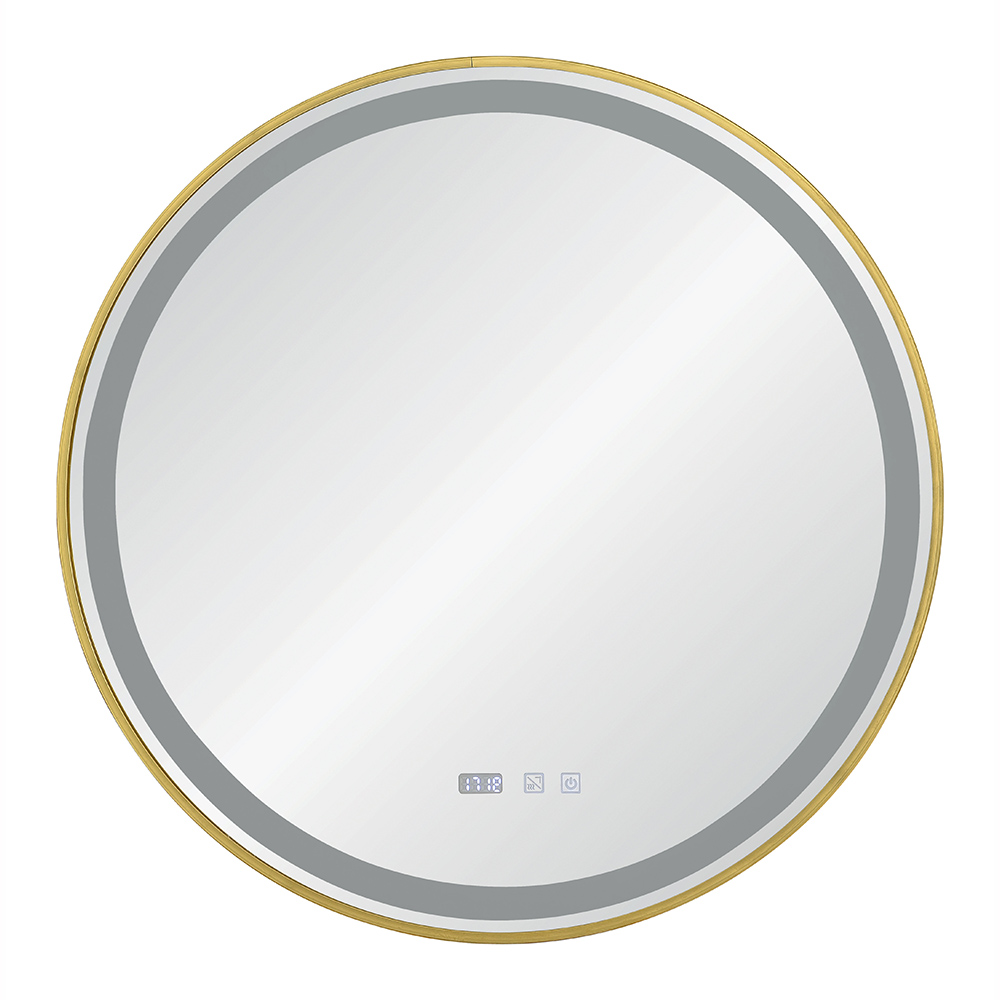 Wall-mounted defogging metal frame bathroom smart round vanity LED makeup mirror with lights led mir(图1) Wall-mounted defogging metal frame bathroom smart round vanity LED makeup mirror with lights led mir(图1)