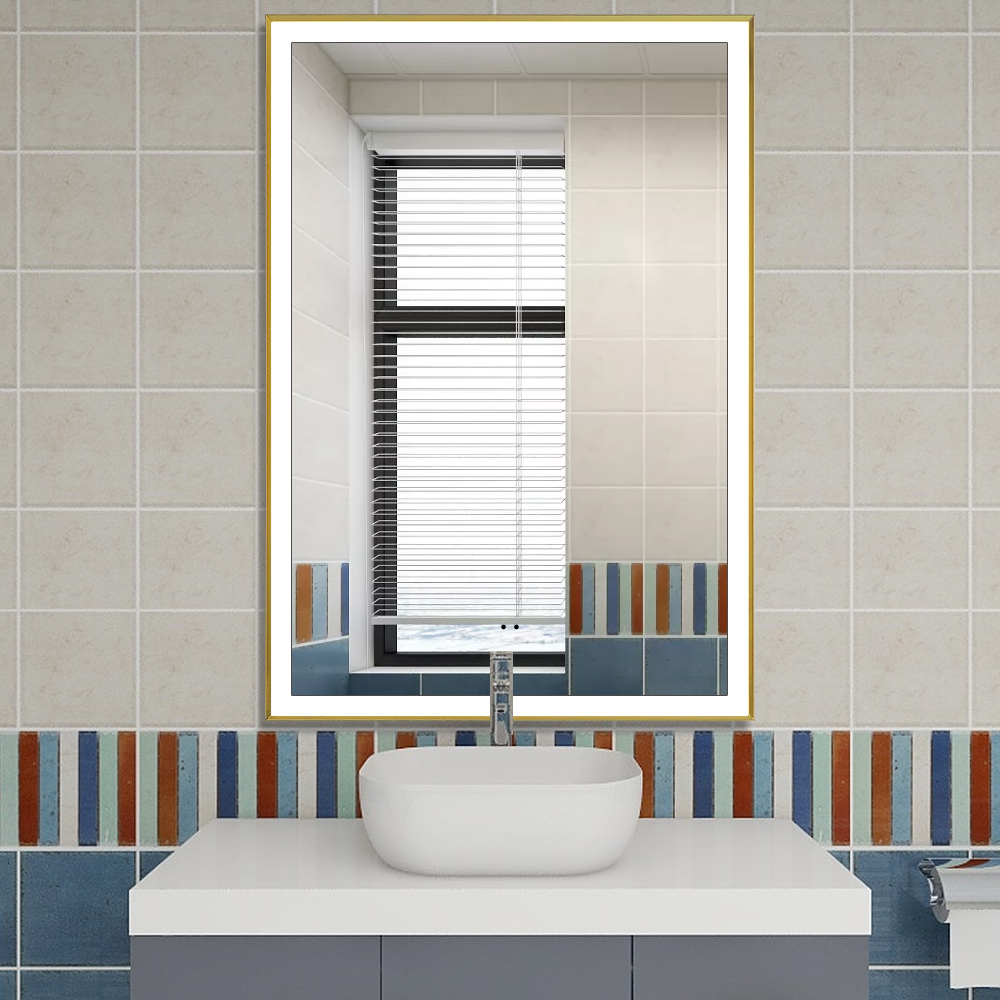 Illuminated Smart Metal frame Wall Hanging Bathroom Touch Switch Sensor LED Mirror with Lights led m(图4) Illuminated Smart Metal frame Wall Hanging Bathroom Touch Switch Sensor LED Mirror with Lights led m(图4)