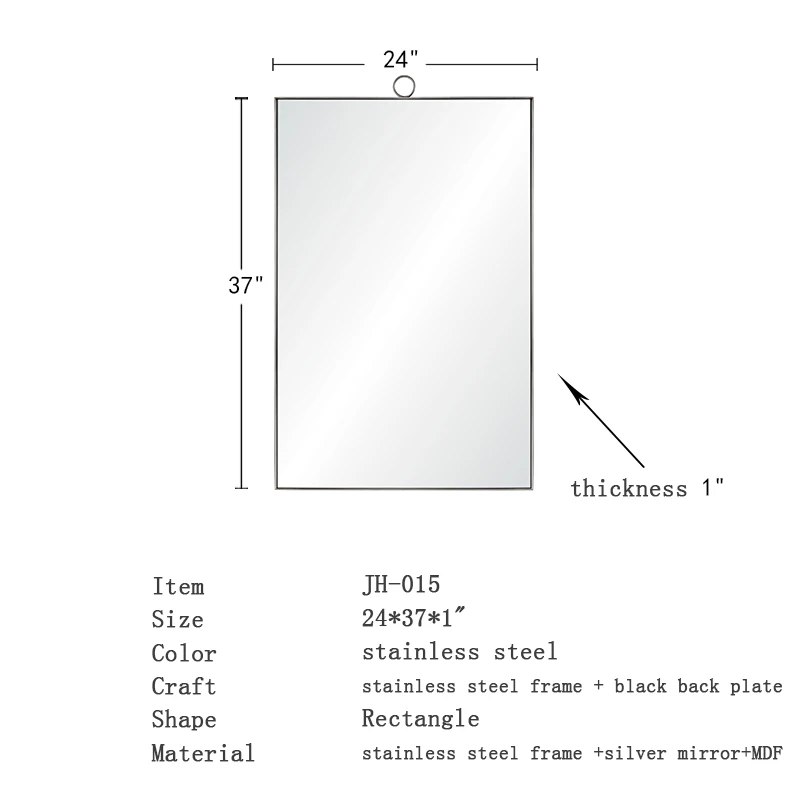 Professional Stylish Wall Decoration Home Large Salon Station 24X37X1 Rectangle Mirror Metal frame m(图2)