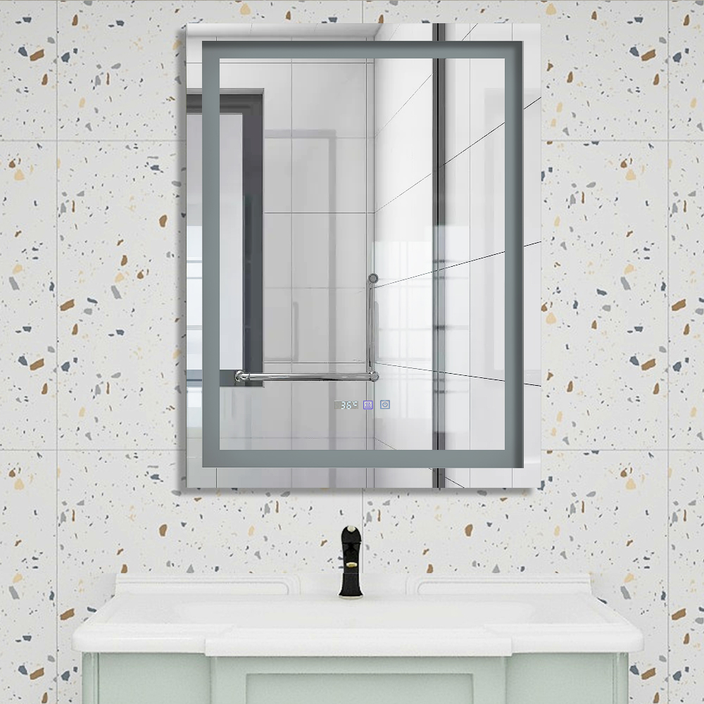 Breakage-proof smart LED bathroom tempered mirror anti-fog led light mirror touch screen OEM ODM Cus(图8) Breakage-proof smart LED bathroom tempered mirror anti-fog led light mirror touch screen OEM ODM Cus(图8)