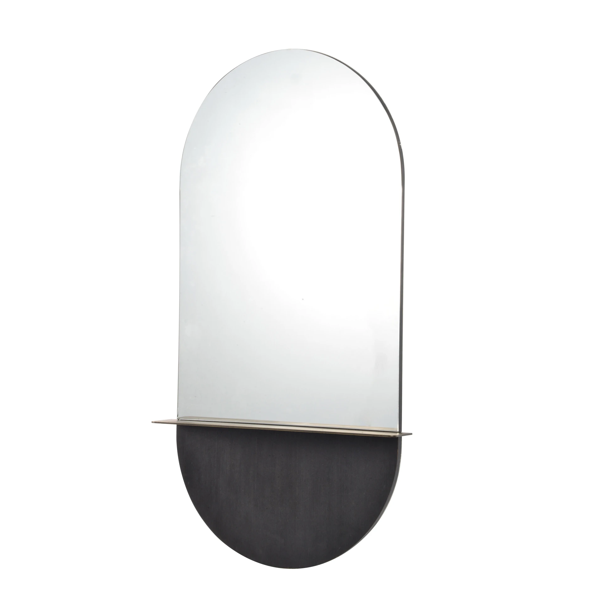 Hot item oval wood mirror for bathroom gold metal frame mirror With Shelf Bathroom mirror(图2)