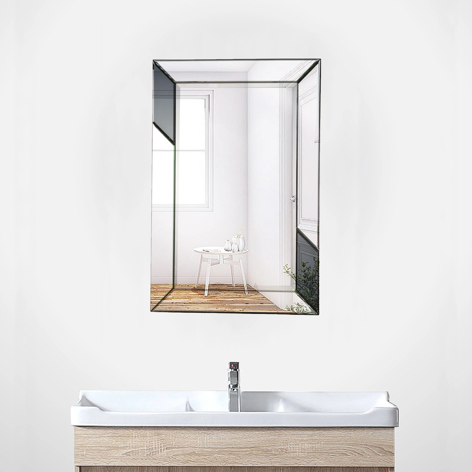 Wholesale Good Quality Hotel Customized Sizes Silver Bathroom Mirror With Metal Frame Decorative mir(图5)