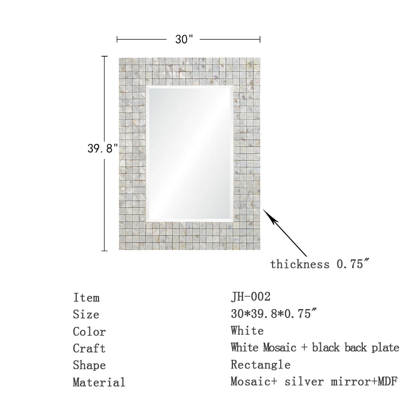 RIXONYAATECH - Popular item square make by mosaic shell customize decorative wall mirror Decorative (图1)