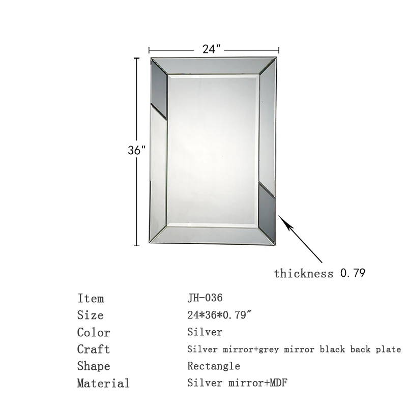 Wholesale Good Quality Hotel Customized Sizes Silver Bathroom Mirror With Metal Frame Decorative mir(图4)