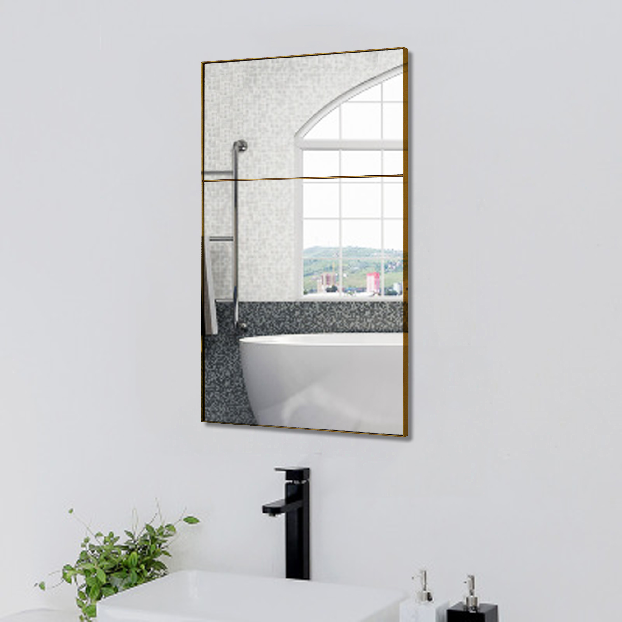 RIXONYAATECH - Modern Waterproof Retangular Bathroom European Style Wall Mounted Decor Gold Mirror M(图5)