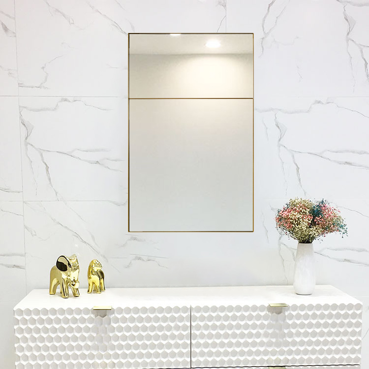 RIXONYAATECH - Modern Waterproof Retangular Bathroom European Style Wall Mounted Decor Gold Mirror M(图8)