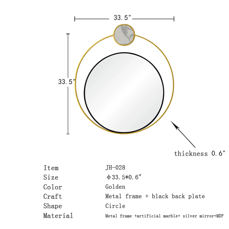Household Attractive Modern Luxury Bathroom Wall Circle Hanging Bedroom Mirrors Decorative mirror(图2)