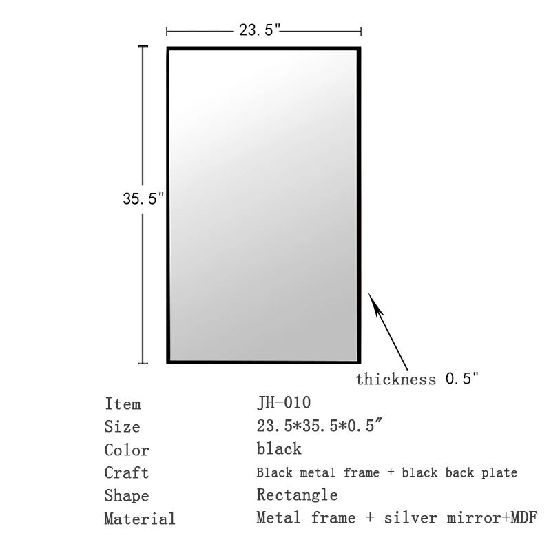RIXONYAATECH - New design simple black modern metal frame mirror decorative mirror Metal frame mirro(图1)