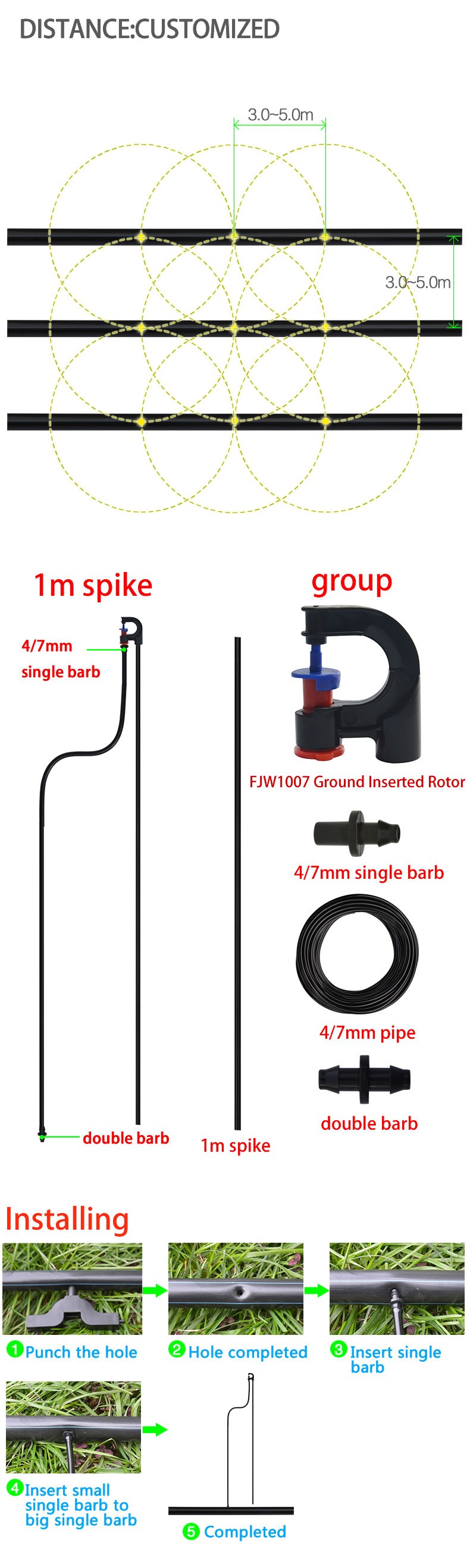 Garden Lawn 180 Degree G Type Rotating Refraction Sprinkler Head Refract Water Saving Atomizing Nozzle