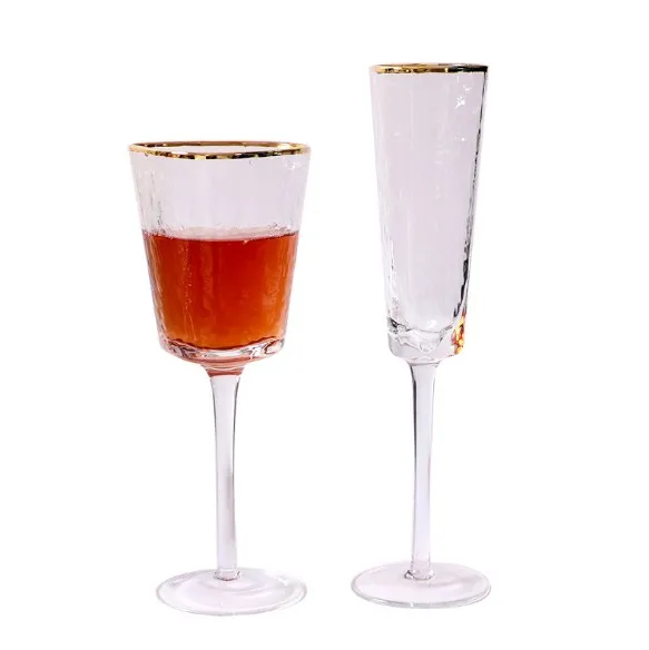 - Kreativ krystal champagneglasbæger rødvinsglas med guldkant glaskop