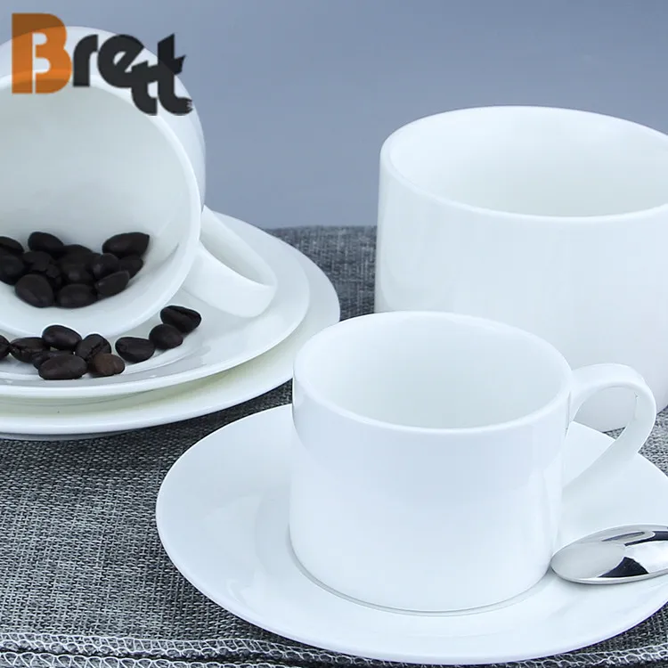 CHINABRETT - Bicchieri da caffè in ceramica bianca da 150 ml Set di tazze  da tè Tazza da caffè e tazza