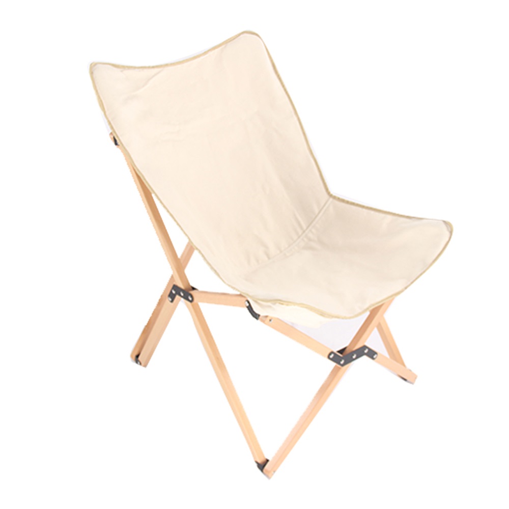 Portable Canvas Backrest Chair Wood Folding Butterfly Chair Camping