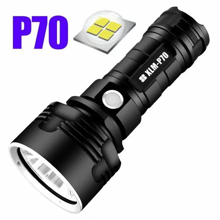 Linterna LED ultra potente, linterna recargable XHP70 Linterna impermeable  con zoom ajustable ultra potente, linterna recargable USB (batería no  incluida) ZefeiWu 8390613019875