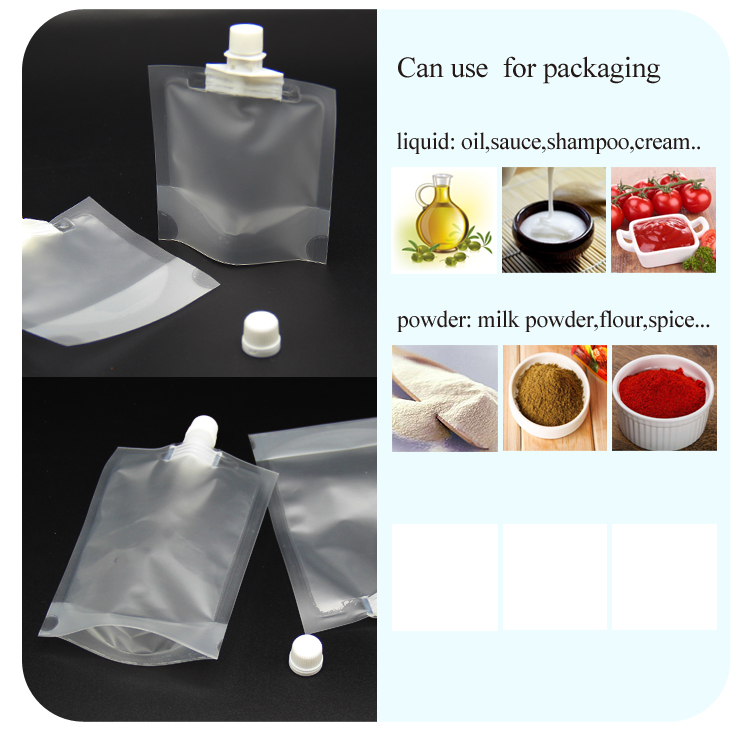Wholesale front clear small sachet bags flip Top nozzle Stand Up Spout Pouch plastic cosmetic bags Packing