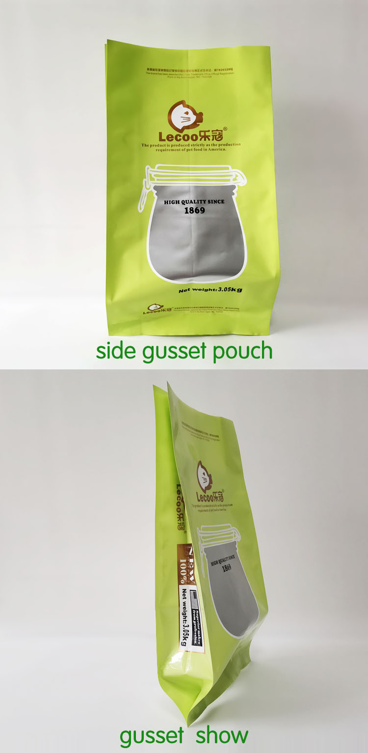 custom printed pet dog food side gusset packaging aluminum foil bags
