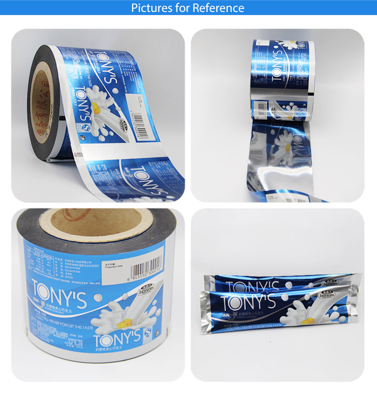 Factory supply customized liquid solid flexible foil printed plastic packing rollsl laminating film roll for food
