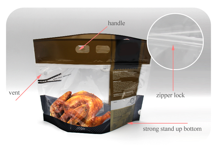reusable block zipper lock plastic standup bag fruit vegetable packaging pouch with handle