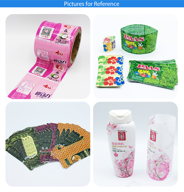 Eco friendly soft plastic shampoo gel PET/PVC hot Shrink sleeve film Bottle label packing