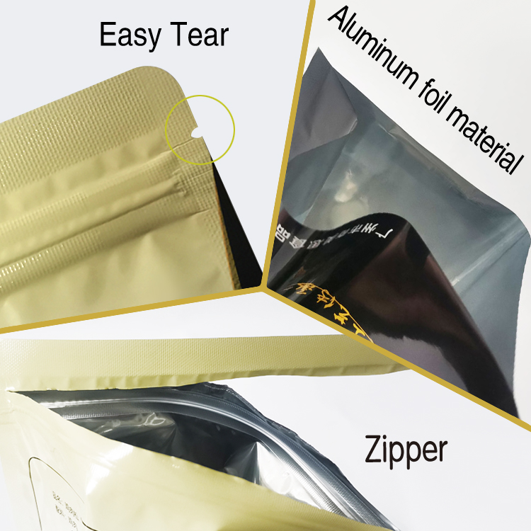 china supplier custom biodegradable food pouch aluminum foil zipper doypack packaging bag