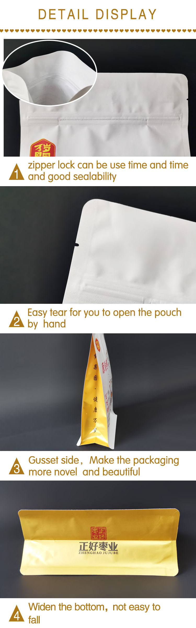 biodegradable laminating pouches flat bottom recyclable pouch snack food white Kraft paper pouch