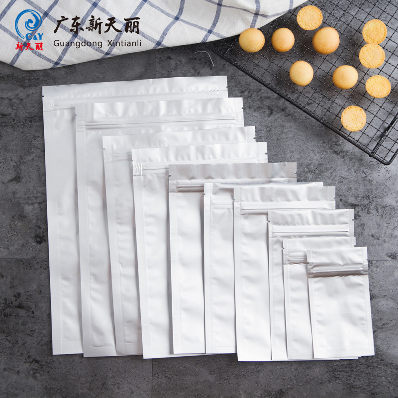 Customized three side seal transparent aluminum foil bag with top zipper for dry food