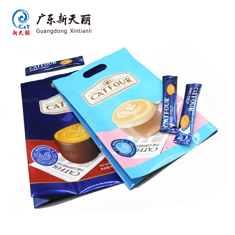 Chinese factory 600g aluminum foil side gusset coffee powder sachet packaging bag with handle and air hole