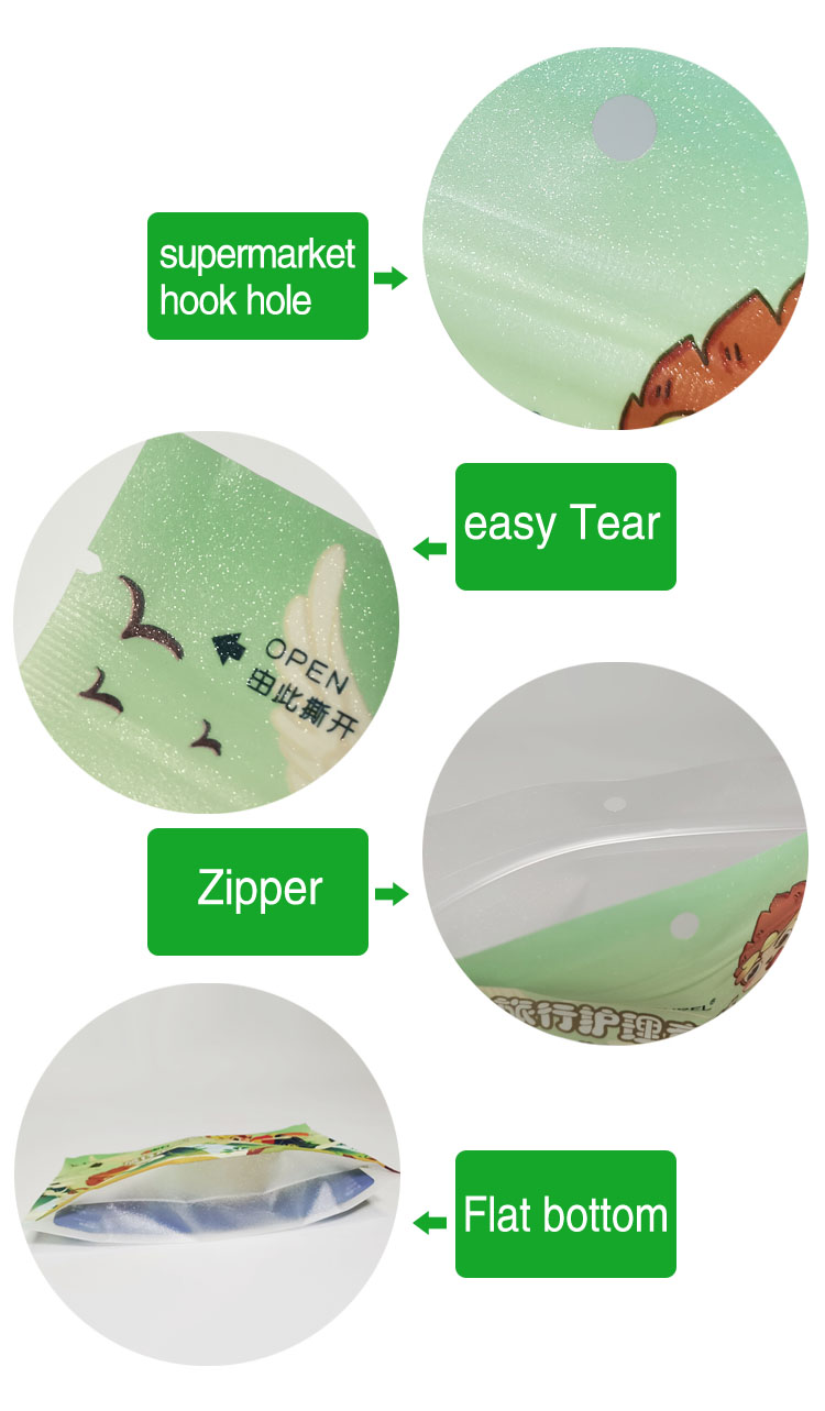 sachet packaging children travel suit pack emballage alimentaire biodegradable laminating pouches