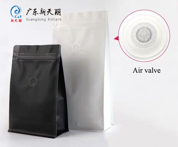 Matt emballage custom printed square flat bottom wholesale plastic pouch with valve