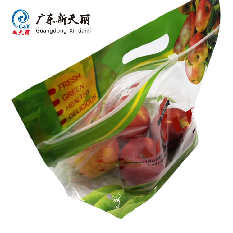China suppliers New product Apple packaging pouch reusable block zipper plastic standup bag with handle