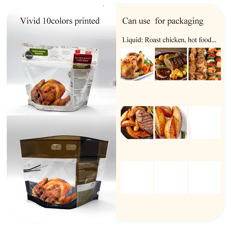 reusable block zipper lock plastic standup bag fruit vegetable packaging pouch with handle