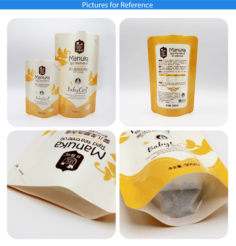 Gravure custom cosmetic washing laundry detergent refill pack liquid doypack pouch plastic bags