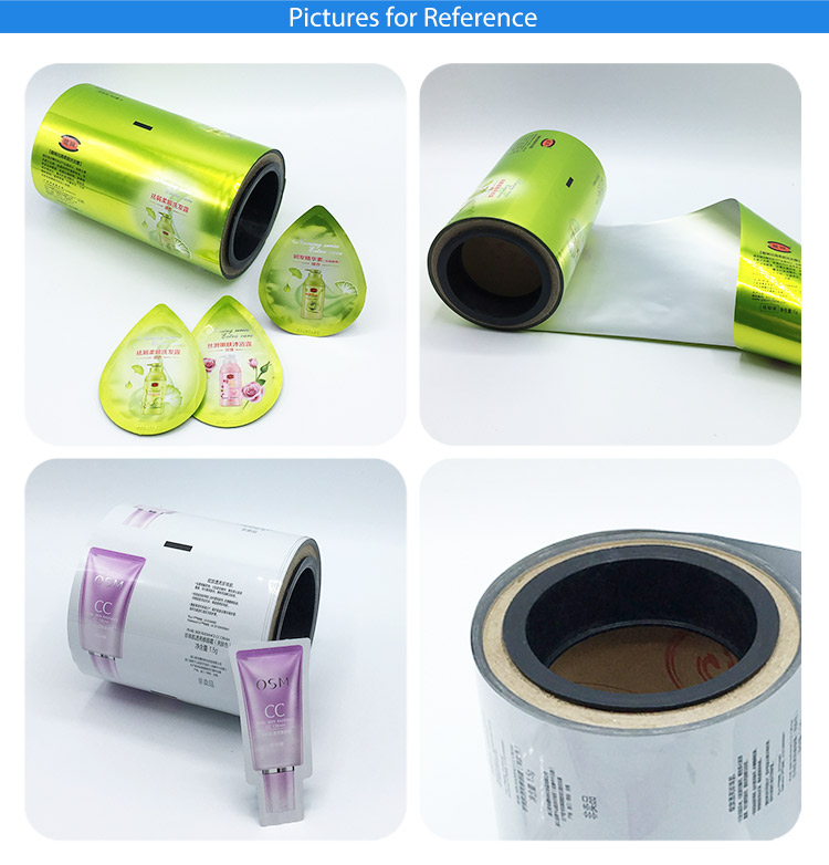 Custom Color Flexible Printed Sachet Laminated Plastic Mylar Film Rolls For Cc Cream Gel Liquid Automatic Roll Packaging Bag