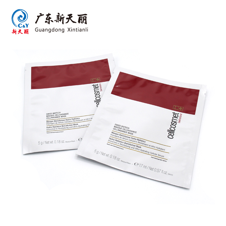 Chinese new product fancy design cosmetics packaging sachet white ink aluminium foil plastic laminated bag opened bottom