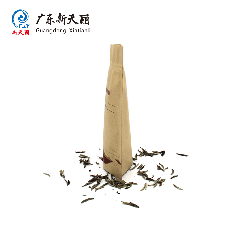 Chinese suppliers high quality food grade stand up kraft pouch zipper top custom paper bag for packaging tea