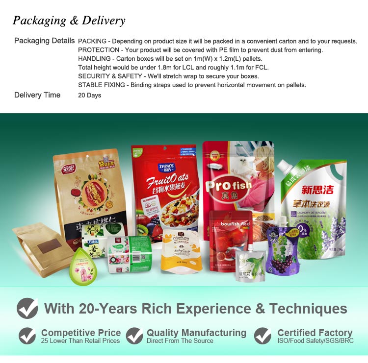 food grade customized potato chips cookies printing packaging film roll
