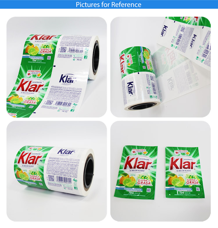 Low price biodegradable washing detergent liquid sachet packing custom plastic roll film
