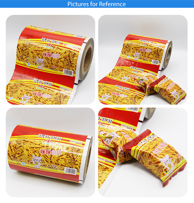Automatic Machine  Rolls Sachet Packaging Roll Film Food Grade Plastic Laminated Aluminum Foil Film For Nut Chips Cookie 35mm