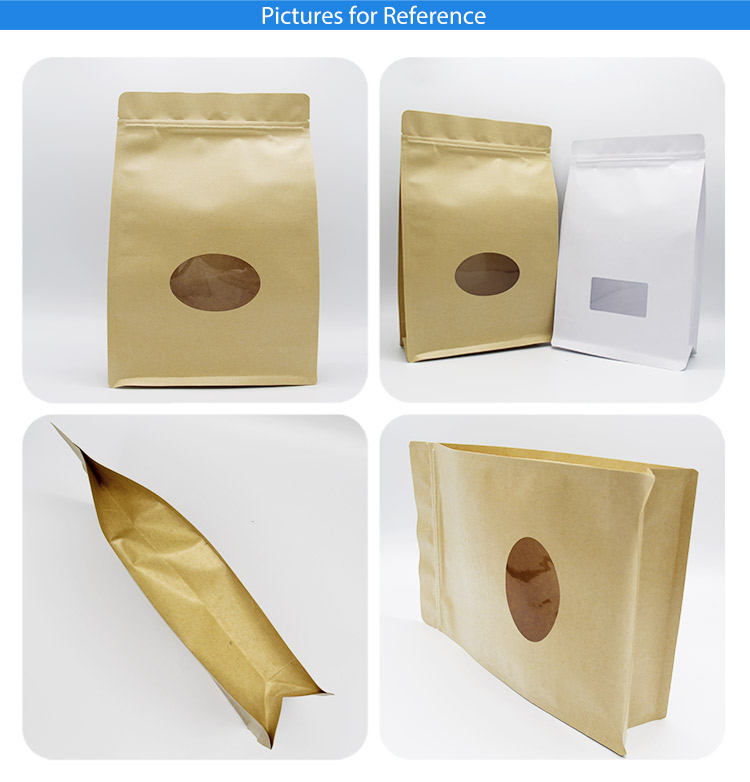 Greenplastic material kraft food paper stand up zipper pouch bags doypack zip lock and window