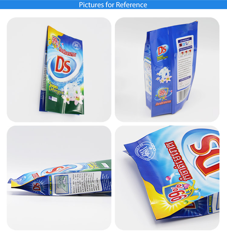 Packaging company top grade printing plastic back side gusset packaging bag washing powder laundry detergent pouch