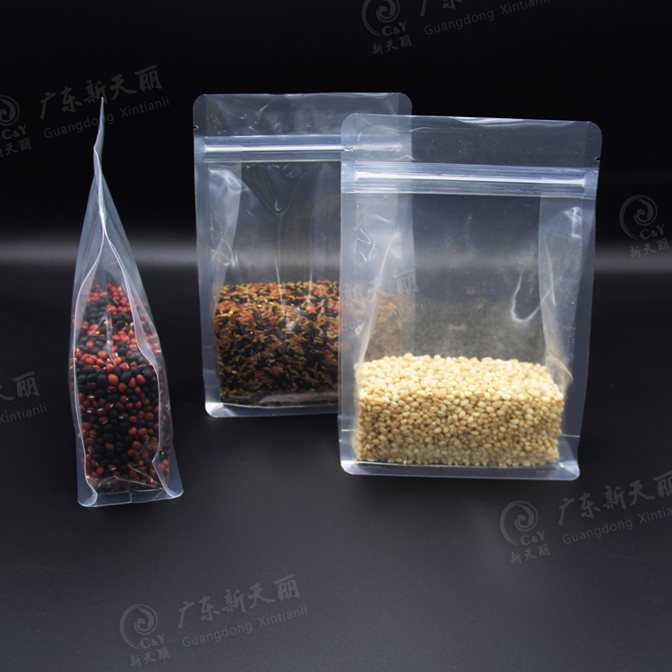 High quality zipper top flat square bottom quad seal bags plastic packaging bag for nuts milk coffee bean spice