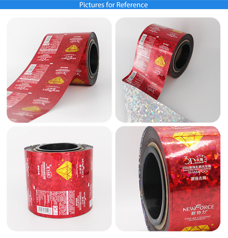 Eco friendly gravure plastic shampoo sachet size packaging liquid gel pet pe aluminium foil lamination custom film rolls