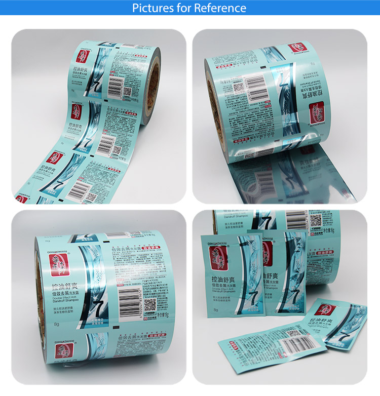 Custom Logo Plastic Packing Bags Aluminum Foil Liquid Shampoo/Conditioner/Body Lotion/Sachet Packing Roll Film 55-110um