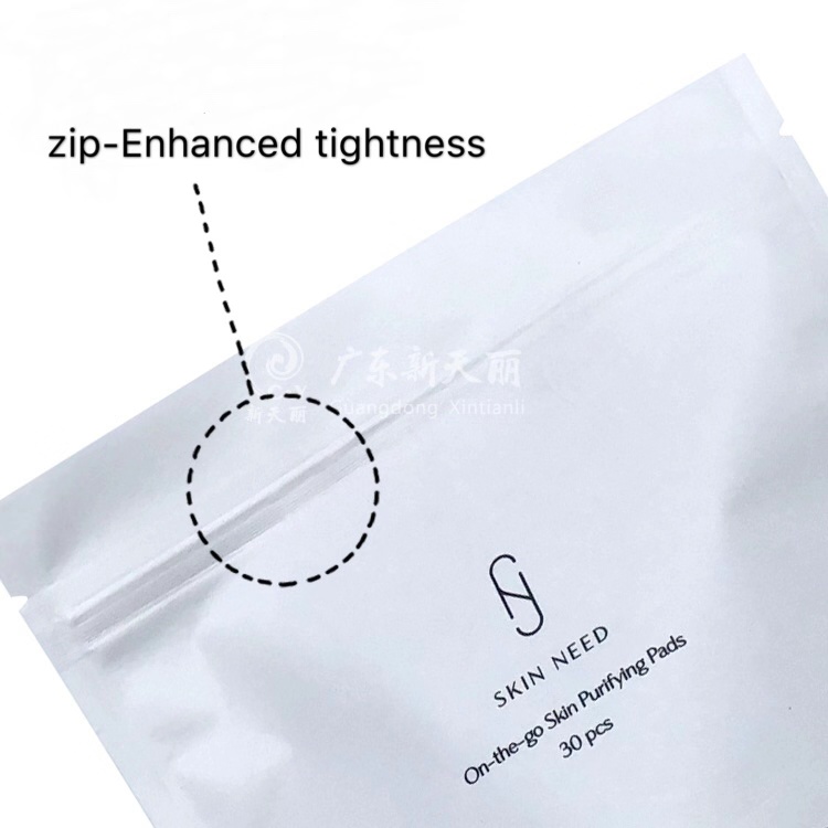 high quality price wholesale cotton paper material zip stand-up white pouch printed paper packaging bags