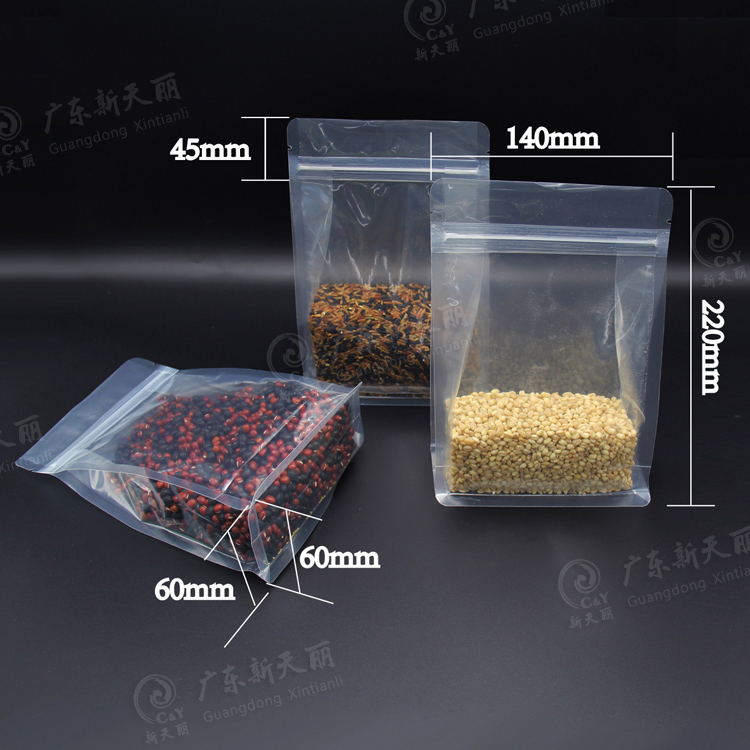 High quality zipper top flat square bottom quad seal bags plastic packaging bag for nuts milk coffee bean spice